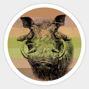 Warthog Close-up on Retro-style Sunset in Africa Colors Sticker